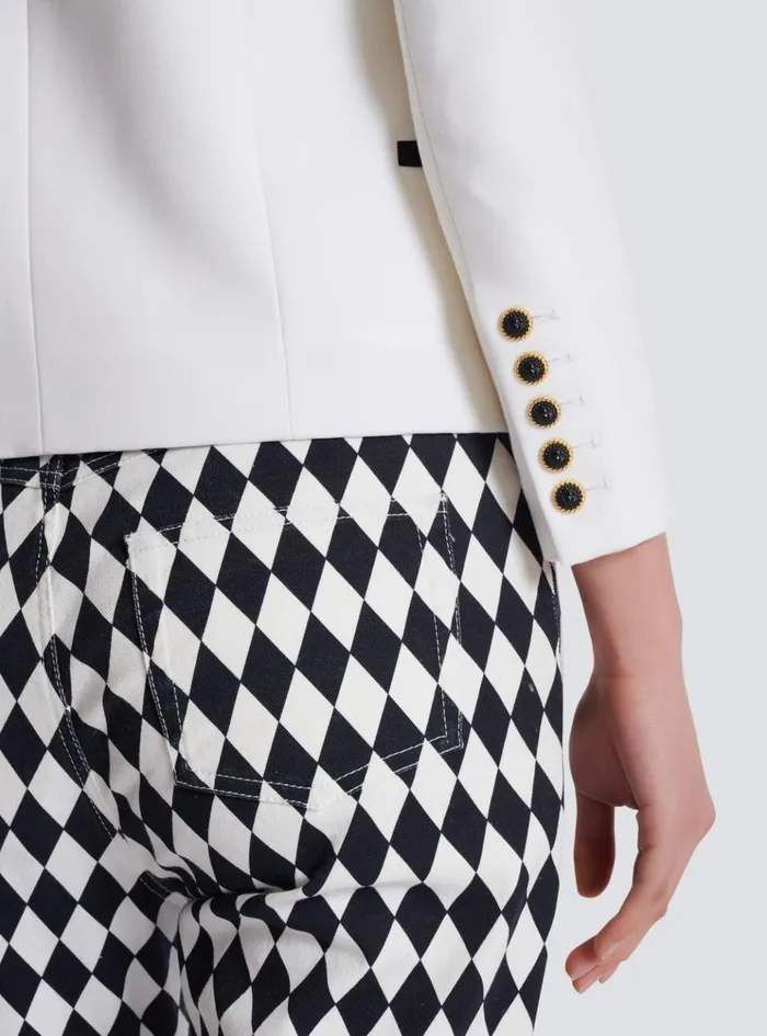 Twotone Edgetoedge Jacket With 6 Buttons White Women Balmain Jackets And Blazers