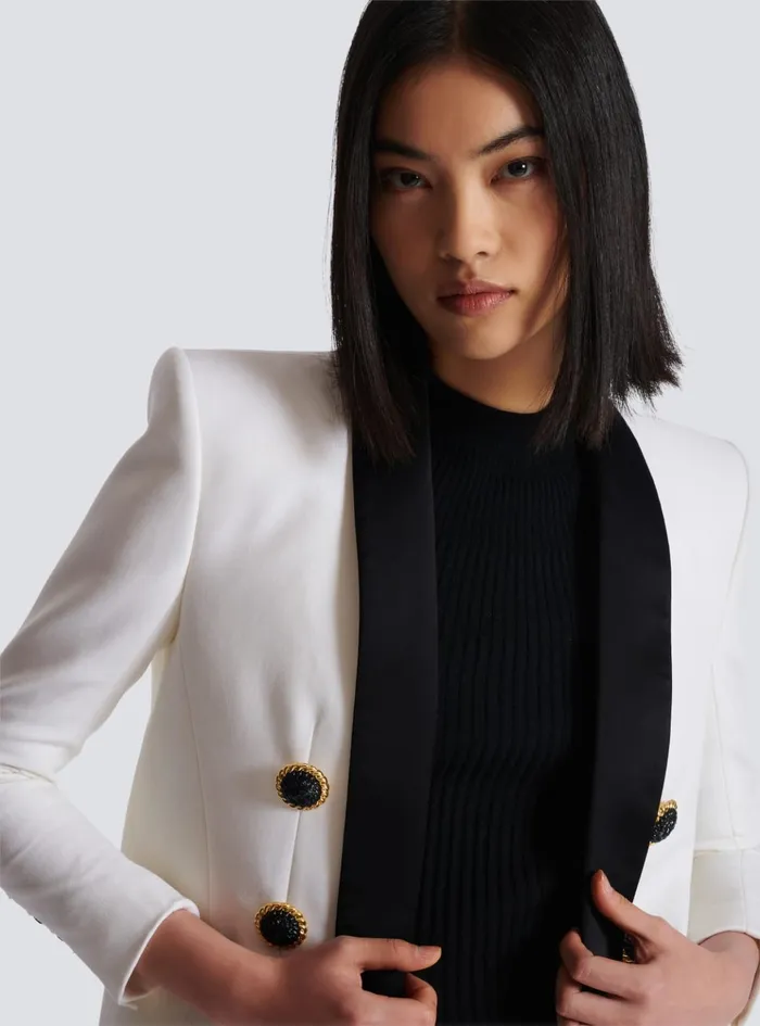 Twotone Edgetoedge Jacket With 6 Buttons White Women Balmain Jackets And Blazers