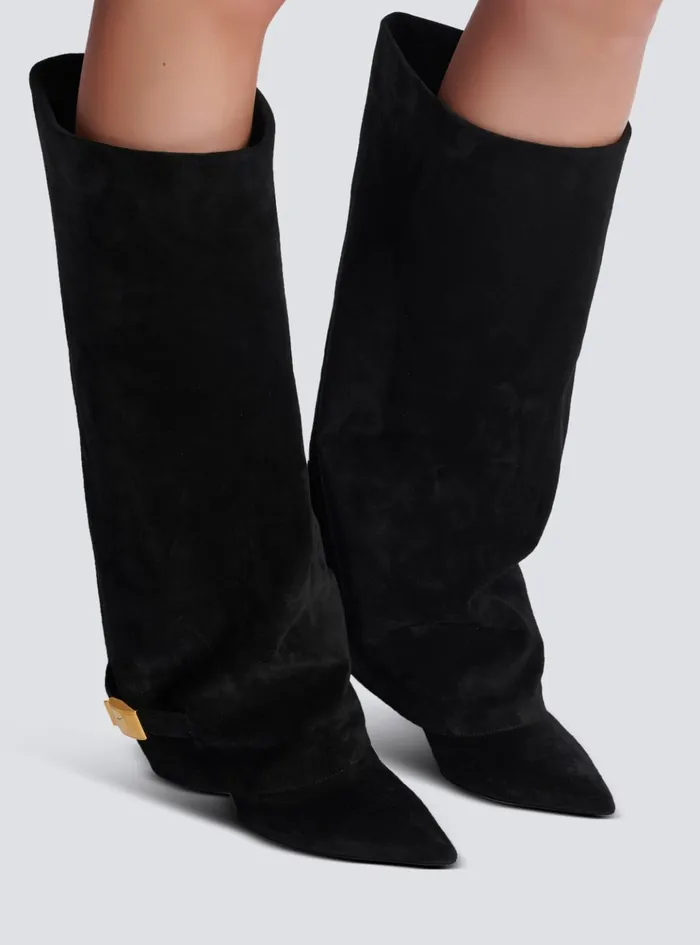 Uma Boots In Suede Black Women Balmain Boots