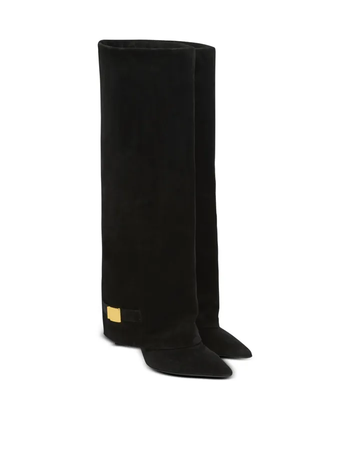 Uma Boots In Suede Black Women Balmain Boots