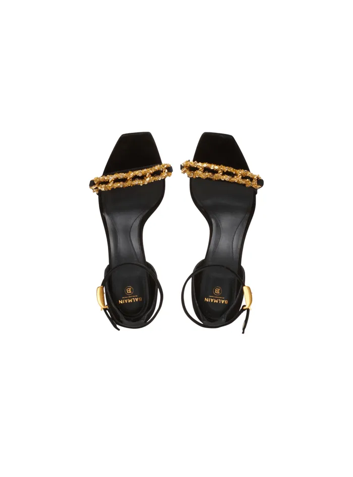 Uma Suede And Chain Sandals Black Women Balmain High Heels and Pumps