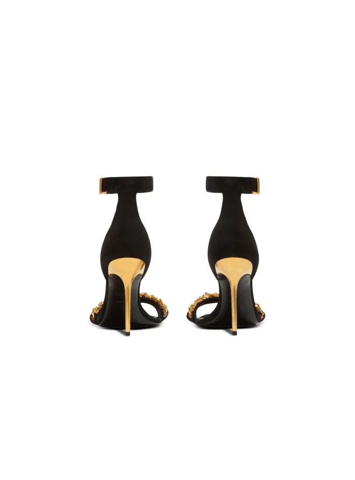 Uma Suede And Chain Sandals Black Women Balmain High Heels and Pumps