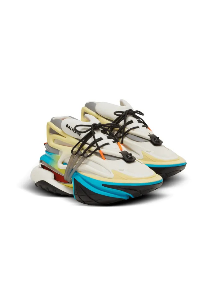 Unicorn Low Trainers In Neoprene And Calfskin Multicolor Men Balmain Sneakers