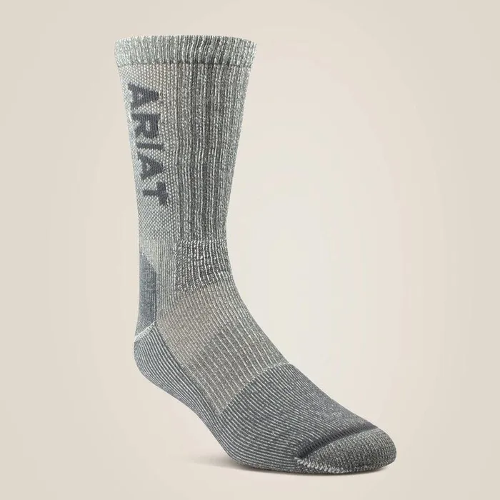 Unisex Socks Ariat Lightweight Merino Wool Blend Steel Toe Work Sock Grey