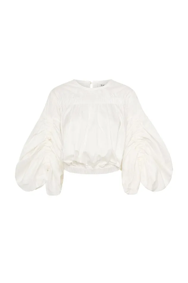Utopia Ruched Top Ivory Women Aje Tops
