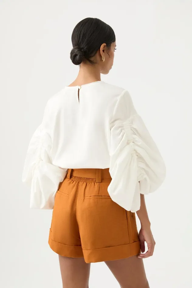 Utopia Ruched Top Ivory Women Aje Tops