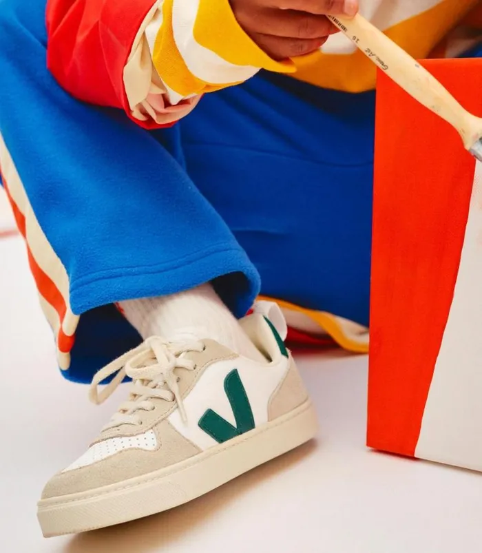 VEJA V10 Kids V10 LACES LEATHER WHITE BRITTANY ALMOND