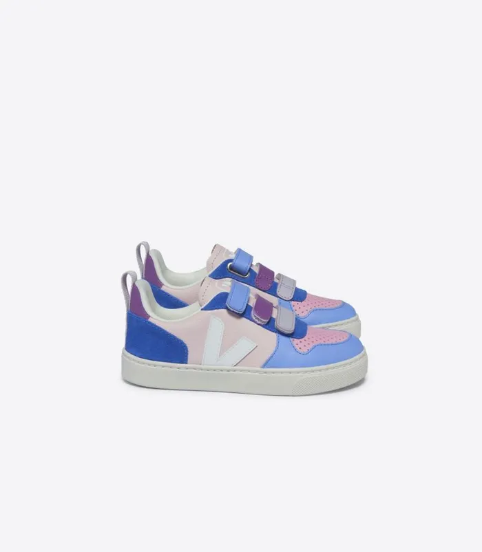 VEJA V10 Kids V10 LEATHER MULTICO PETALE WHITE