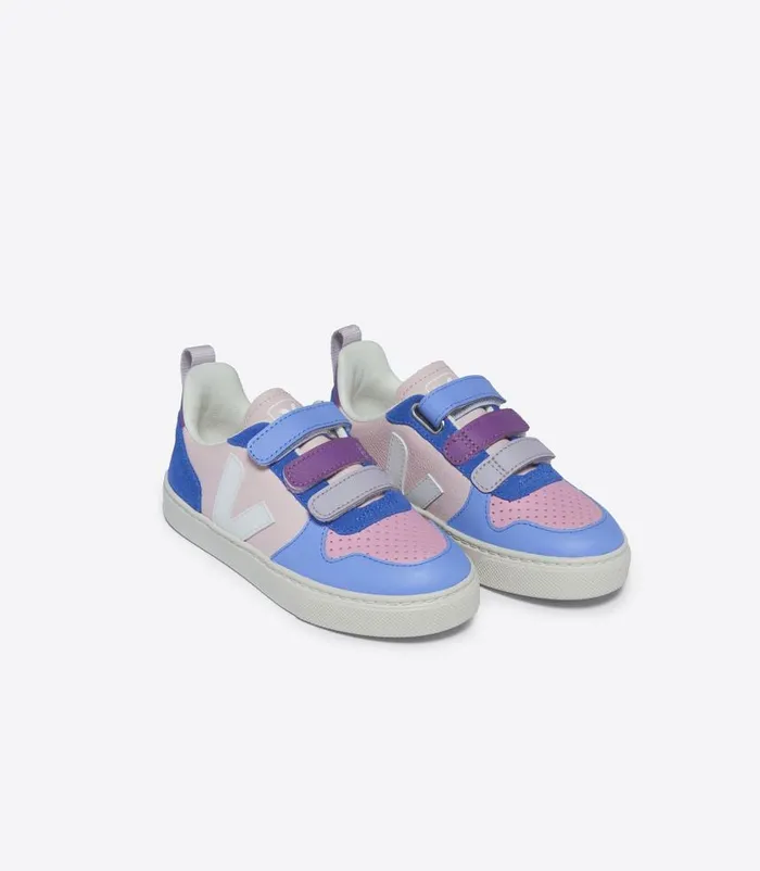 VEJA V10 Kids V10 LEATHER MULTICO PETALE WHITE