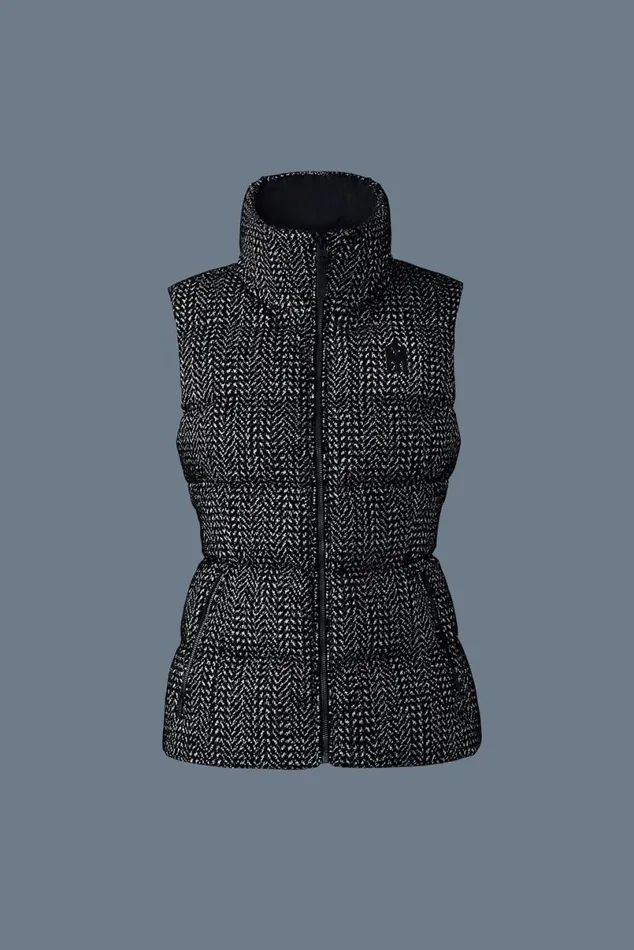 Vests Women Mackage CHAYAFLP Flocked Light Down Vest Blackwhite
