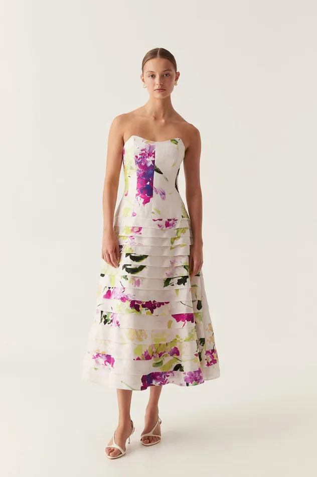 Victoria Midi Dress Wild Hydrangea Women Aje Maxi Dresses