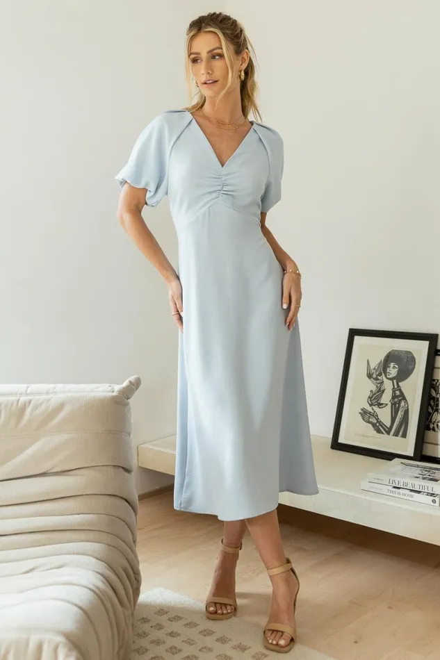 Violetta Midi Dress Blue Women Bohme Dresses