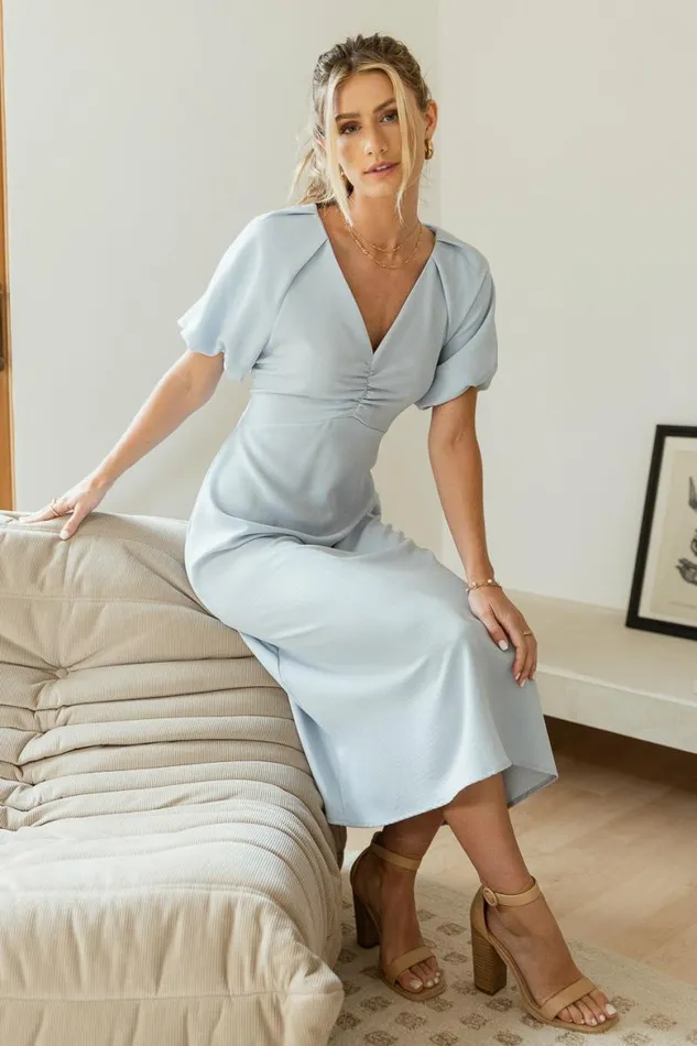Violetta Midi Dress Blue Women Bohme Dresses
