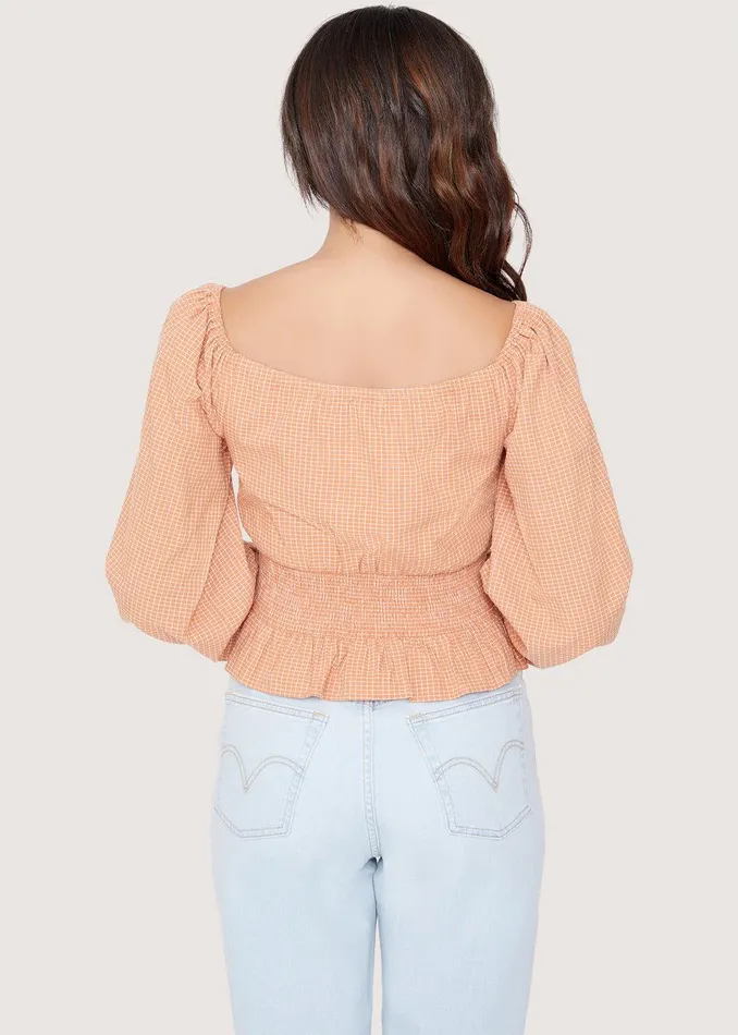 Where The Heart Is Top Orangegingham Women Lost Wander Tops