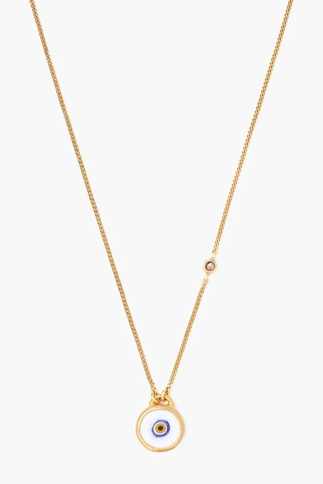 White Evil Eye Necklace With Champagne Diamond Women Chan Luu Necklaces