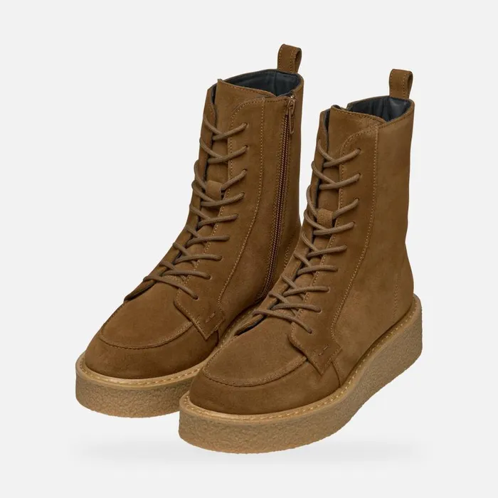 Woman Geox Ankle Boots ELIDEA WOMAN Dark Camel Combat Boots Dark Camel