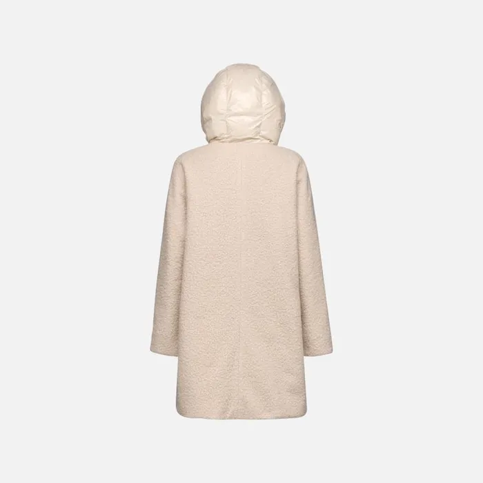 Woman Geox Coats CALITHE WOMAN Moonbeam Long Coat Moonbeam