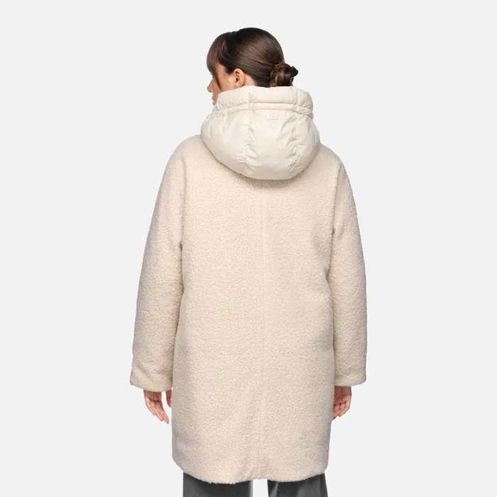 Woman Geox Coats CALITHE WOMAN Moonbeam Long Coat Moonbeam