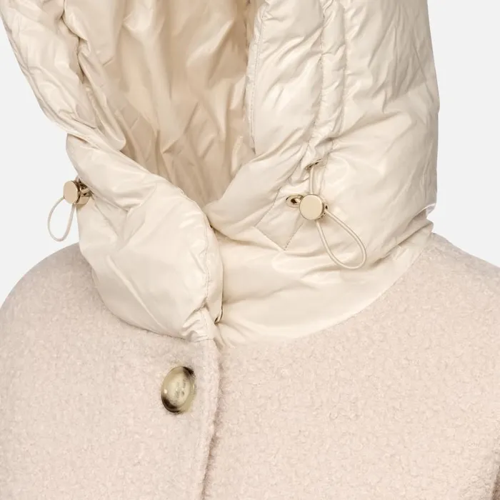 Woman Geox Coats CALITHE WOMAN Moonbeam Long Coat Moonbeam