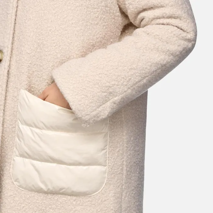 Woman Geox Coats CALITHE WOMAN Moonbeam Long Coat Moonbeam