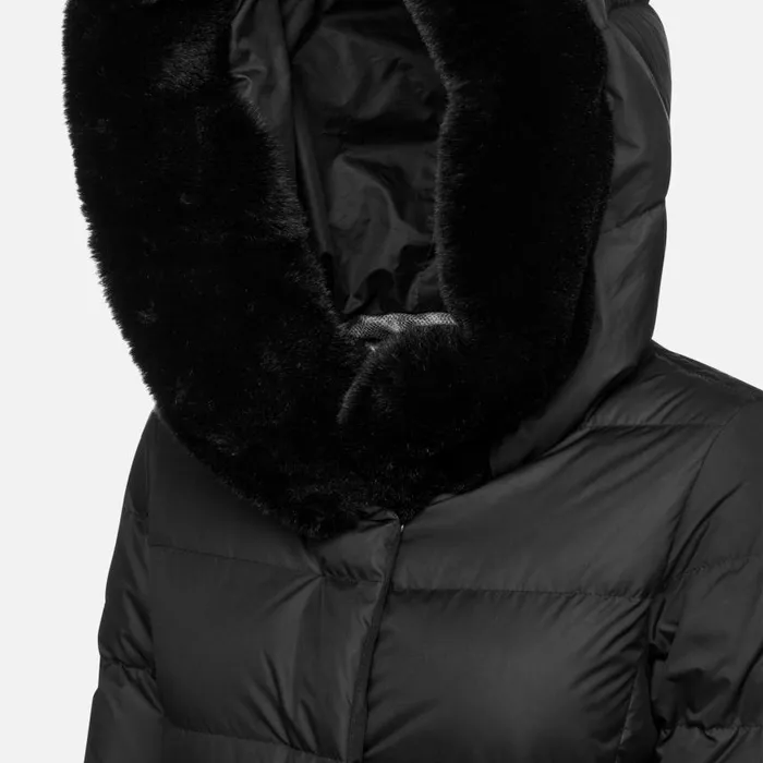 Woman Geox Down Jackets DIAMOND WOMAN Black Fulllength Quilted Coat Black
