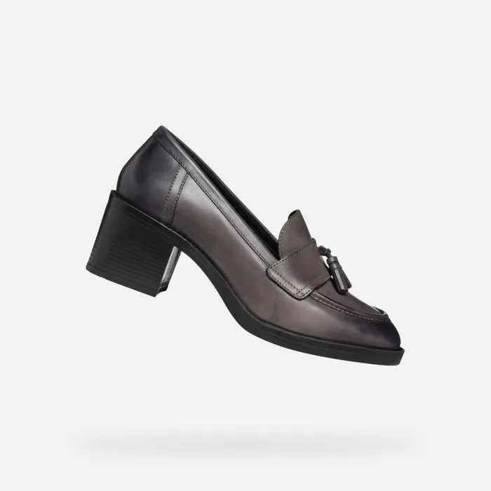 Woman Geox Heels SERILDA 60 WOMAN Taupe Heeled Loafers Taupe