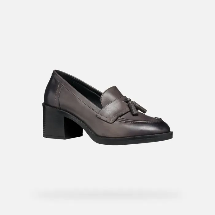 Woman Geox Heels SERILDA 60 WOMAN Taupe Heeled Loafers Taupe