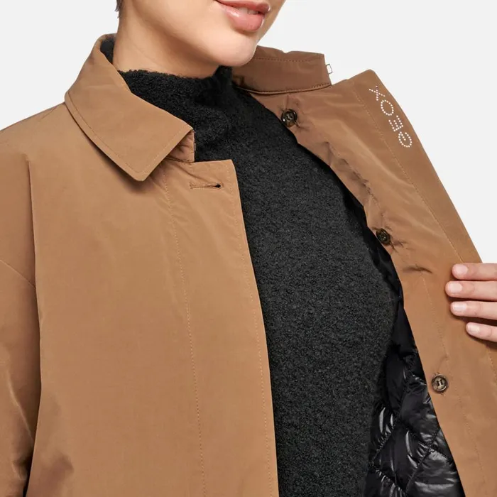 Woman Geox Jackets ANYWECO WOMAN Hazelnut Brown Trench Coat Hazelnut Brown