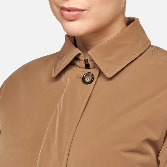 Woman Geox Jackets ANYWECO WOMAN Hazelnut Brown Trench Coat Hazelnut Brown