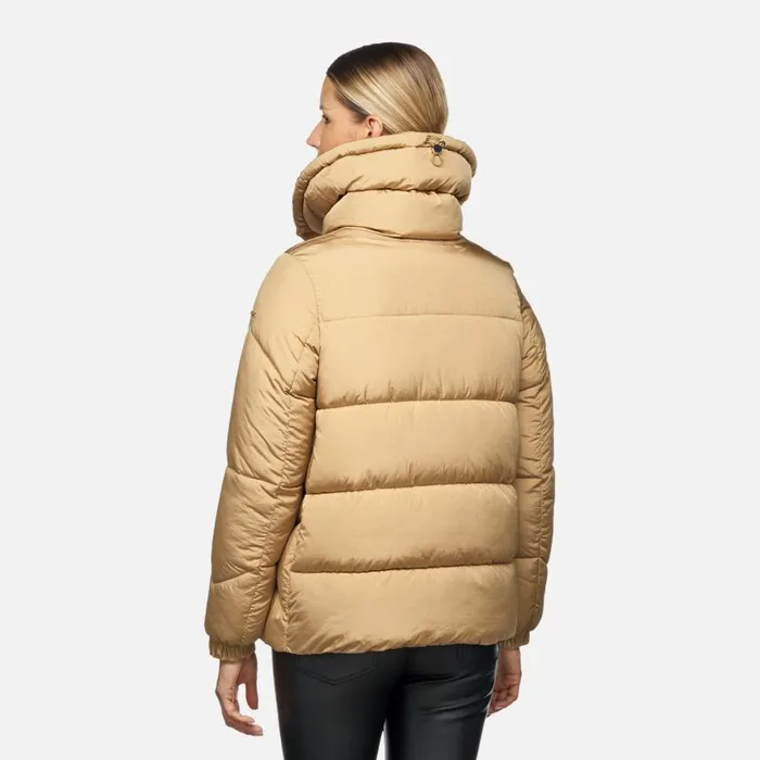 Woman Geox Jackets DAMIANA WOMAN Travertine Quilted Jacket Travertine