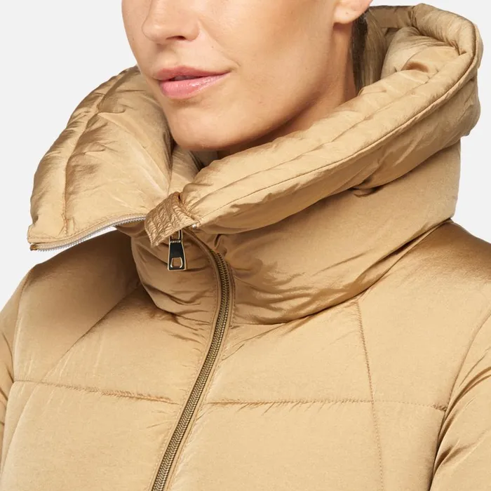 Woman Geox Jackets DAMIANA WOMAN Travertine Quilted Jacket Travertine