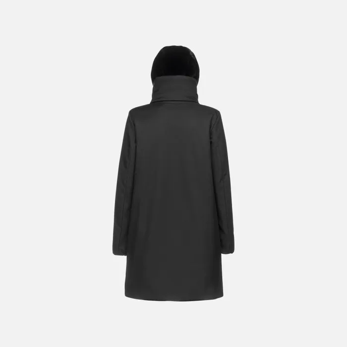 Woman Geox Jackets DESYA WOMAN Black Long Parka Black
