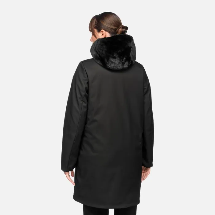 Woman Geox Jackets DESYA WOMAN Black Long Parka Black