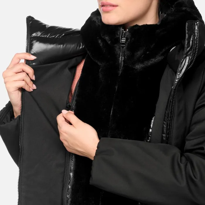 Woman Geox Jackets DESYA WOMAN Black Long Parka Black