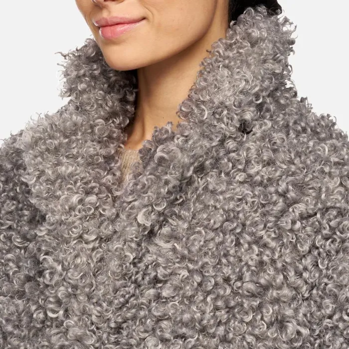 Woman Geox Jackets DIAMOND WOMAN Gray Flannel Long Coat Gray Flannel