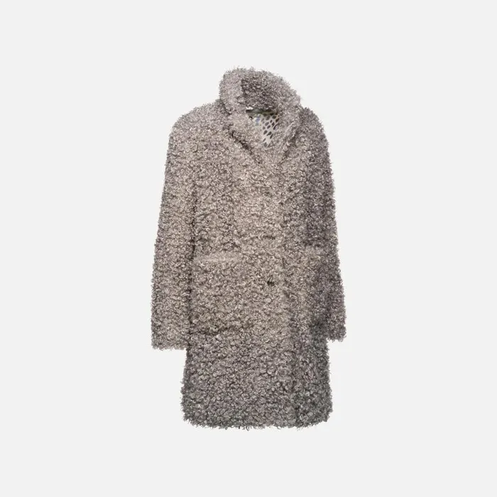 Woman Geox Jackets DIAMOND WOMAN Gray Flannel Long Coat Gray Flannel