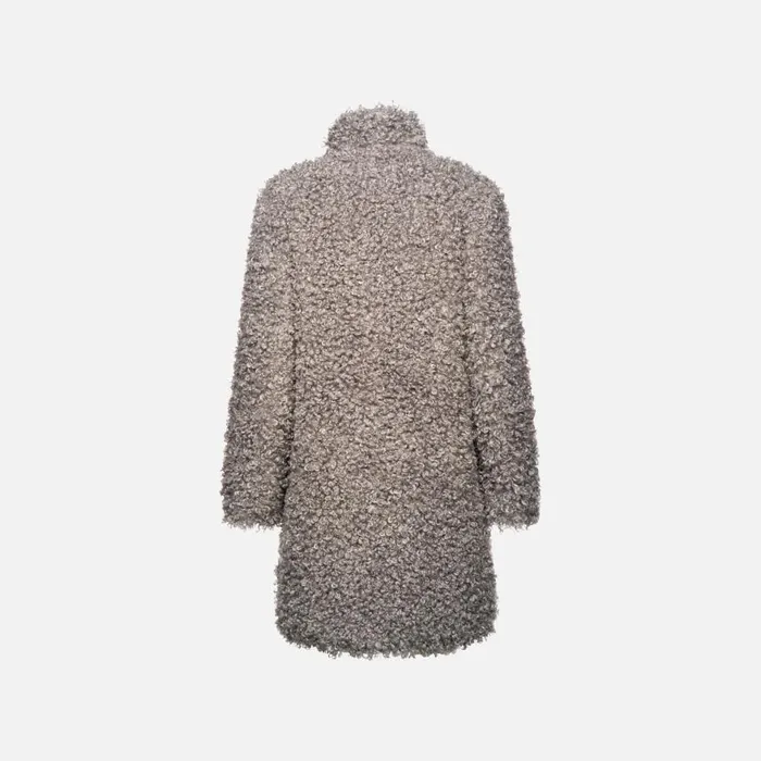 Woman Geox Jackets DIAMOND WOMAN Gray Flannel Long Coat Gray Flannel