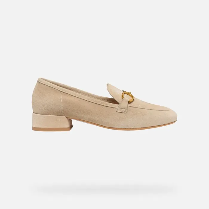 Woman Geox Loafers DHYALMA WOMAN Light Taupe Leather Loafers Light Taupe