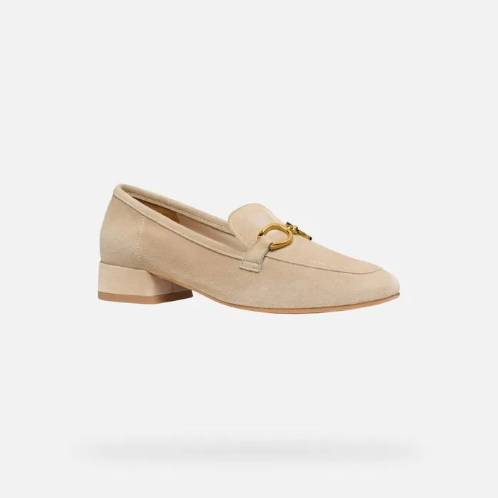 Woman Geox Loafers DHYALMA WOMAN Light Taupe Leather Loafers Light Taupe