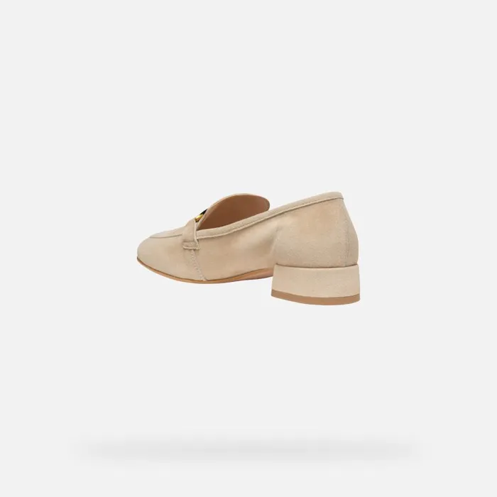 Woman Geox Loafers DHYALMA WOMAN Light Taupe Leather Loafers Light Taupe