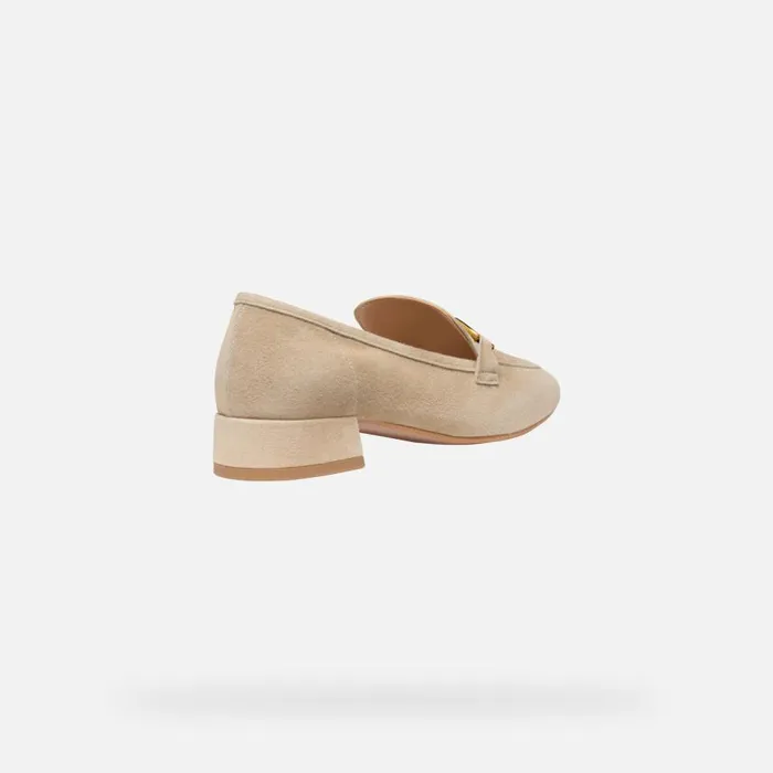 Woman Geox Loafers DHYALMA WOMAN Light Taupe Leather Loafers Light Taupe