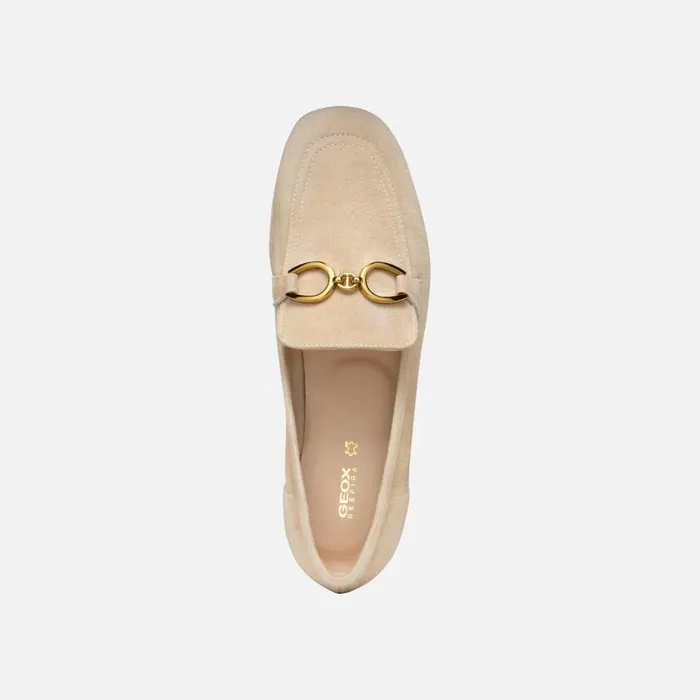 Woman Geox Loafers DHYALMA WOMAN Light Taupe Leather Loafers Light Taupe