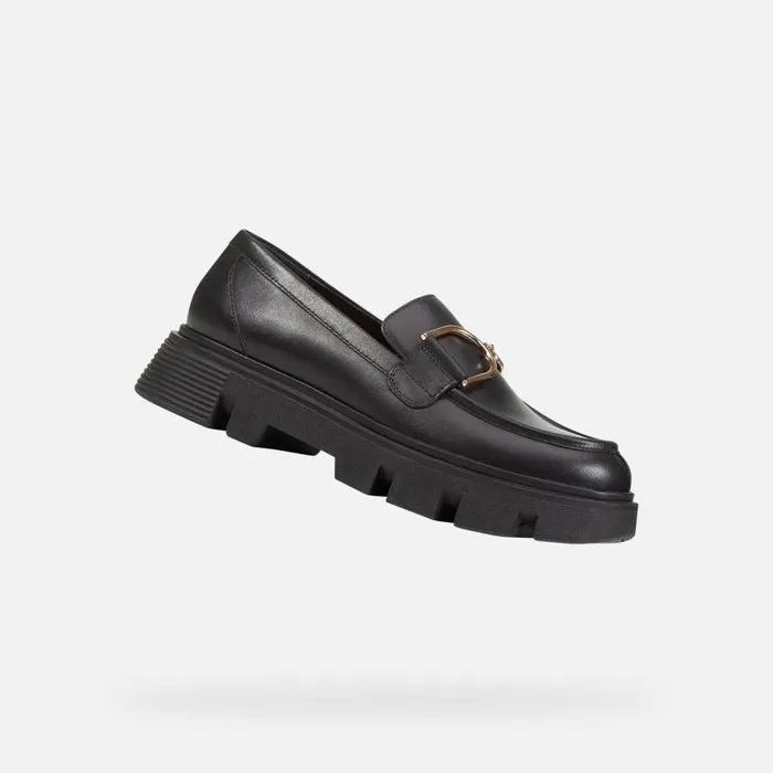 Woman Geox Loafers VILDE WOMAN Black Leather Loafers Black