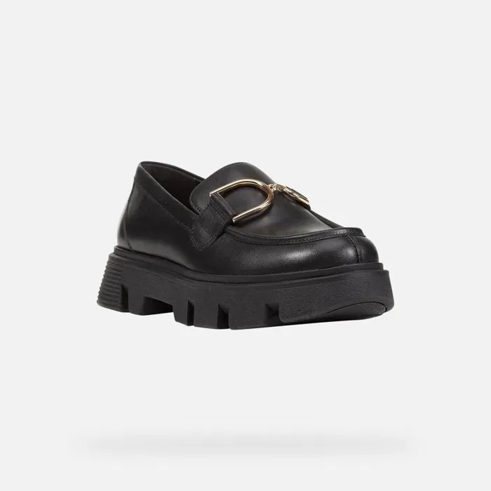 Woman Geox Loafers VILDE WOMAN Black Leather Loafers Black