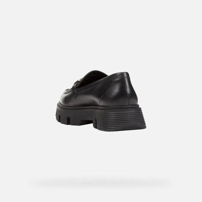 Woman Geox Loafers VILDE WOMAN Black Leather Loafers Black