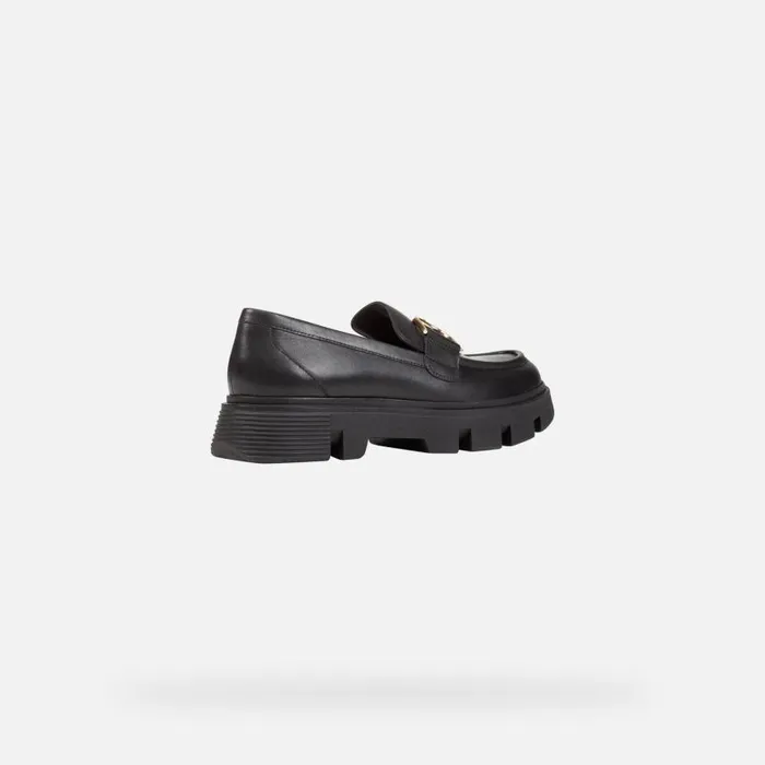 Woman Geox Loafers VILDE WOMAN Black Leather Loafers Black