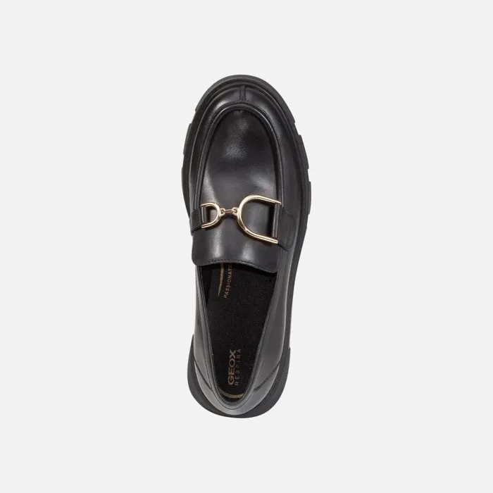 Woman Geox Loafers VILDE WOMAN Black Leather Loafers Black