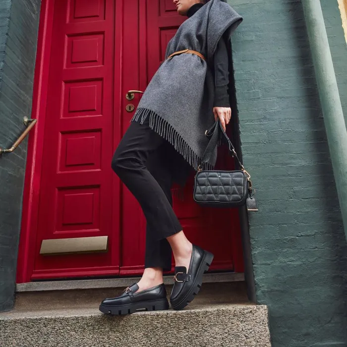 Woman Geox Loafers VILDE WOMAN Black Leather Loafers Black