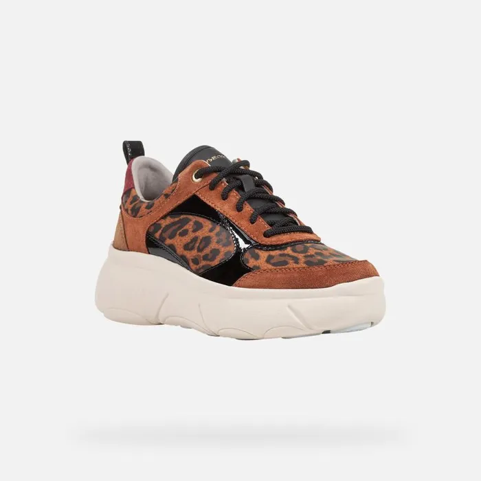 Woman Geox Sneakers NEBULA 20 X WOMAN Cognac Low Top Sneakers Cognac