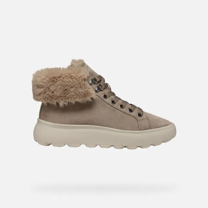 Woman Geox Sneakers SPHERICA EC41 WOMAN Taupe High Top Sneakers Taupe